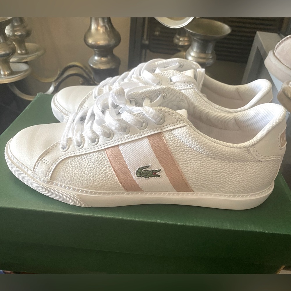 Lacoste White and Pink Sneakers